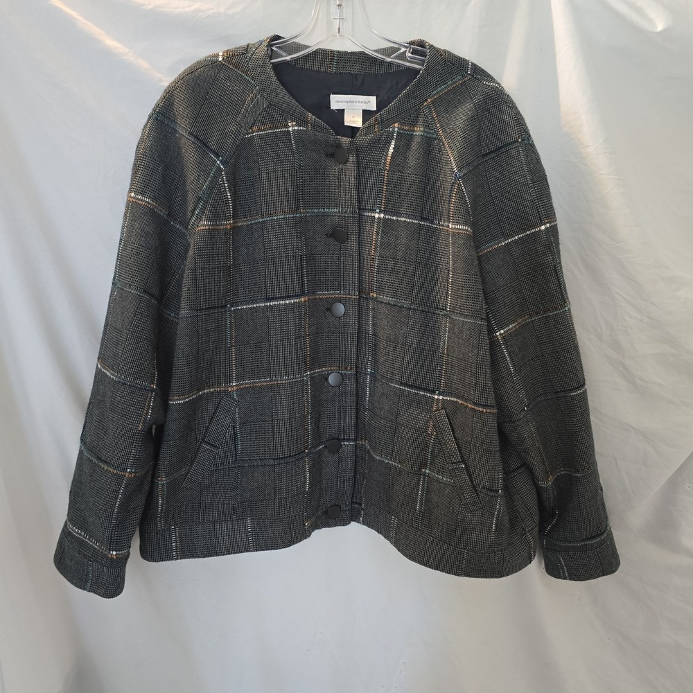 Christopher & Banks Women's Plaid Bomber Jacket Utility Modern Heritage Size XL